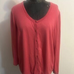 Lord & Taylor Pink V-neck button front cardigan, size 1X